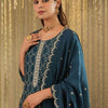 Indyancart IE Women Ethnic Motifs Embroidered Regular Thread Work Kurta with Trousers & With Dupatta