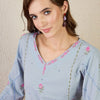 Dhiyona IE Women Floral Embroidered Cotton Kurta with Trousers