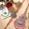 Dhiyona Unisex Set Of 2 Multicolor Peacock Design Stone & Beaded Bhaiya Bhabhi Rakhi