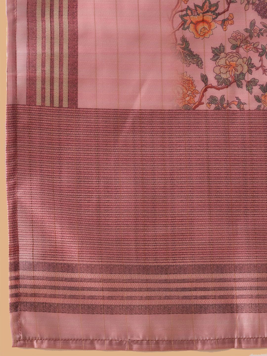 Indyancart IE Floral Printed Straight Kurta with Trousers & Dupatta