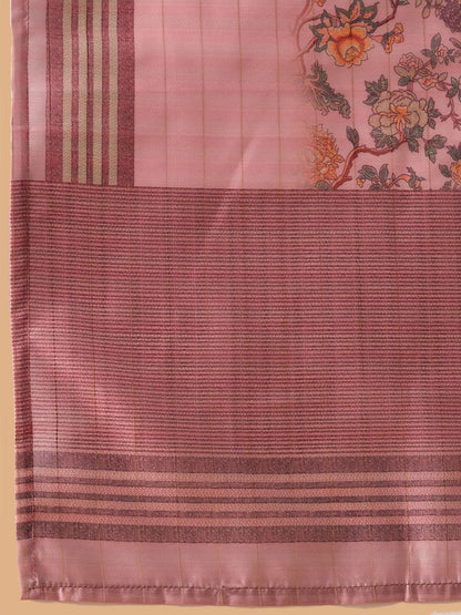 Indyancart IE Floral Printed Straight Kurta with Trousers & Dupatta