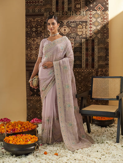 Indyancart KS Women's Embellished Embroidered Saree