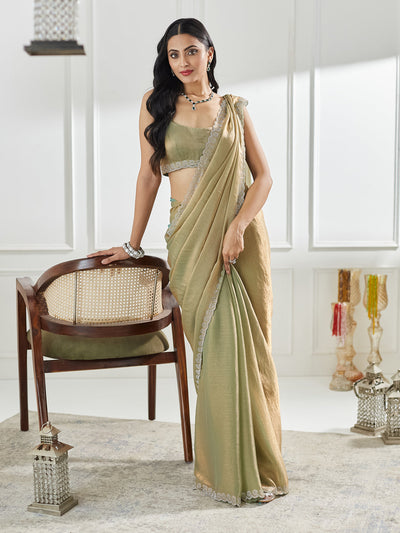 Indyancart KS Women's Beads and Stones Silk Blend Saree