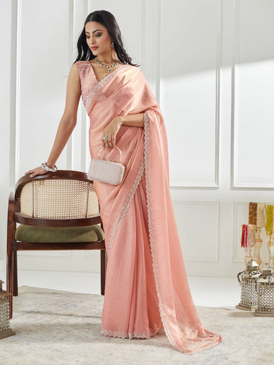 Indyancart KS Women's Beads and Stones Silk Blend Saree