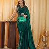 Dhiyona KS Women's women peacock blue solid silk saree