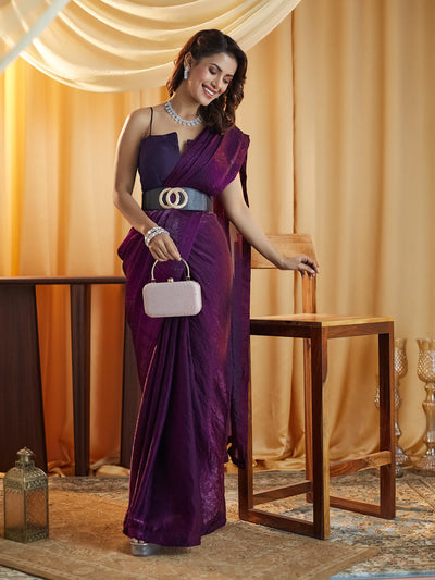 Indyancart KS Women's women magenta solid silk saree