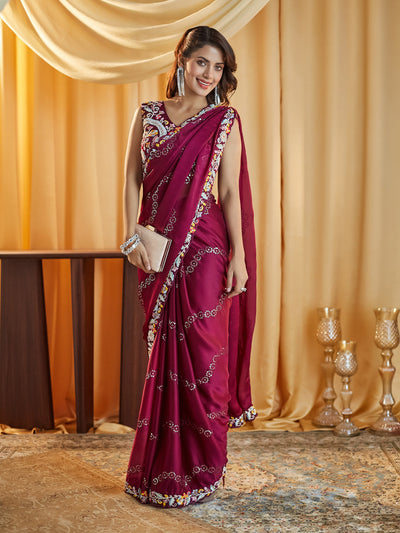 Indyancart KS Women's Embellished Sequinned Pure Silk Saree