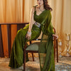 Dhiyona KS Women's women mahendi solid silk saree