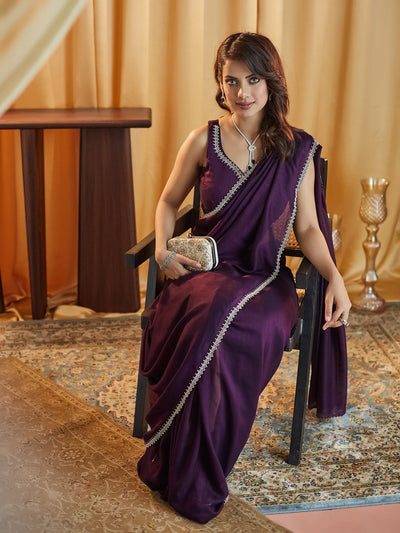Indyancart KS Women's Beads and Stones Silk Blend Saree