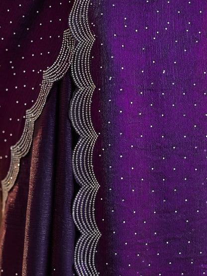 Dhiyona KS Women's Embellished Beads and Stones Pure Silk Saree