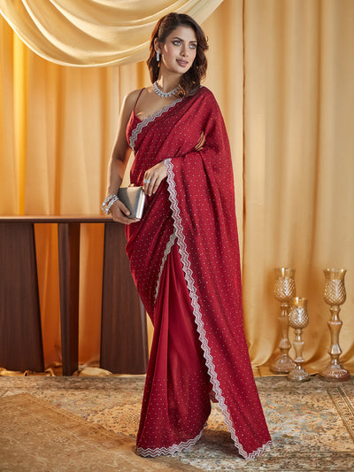 Indyancart KS Women's Women Embellished Beads and Stones Saree