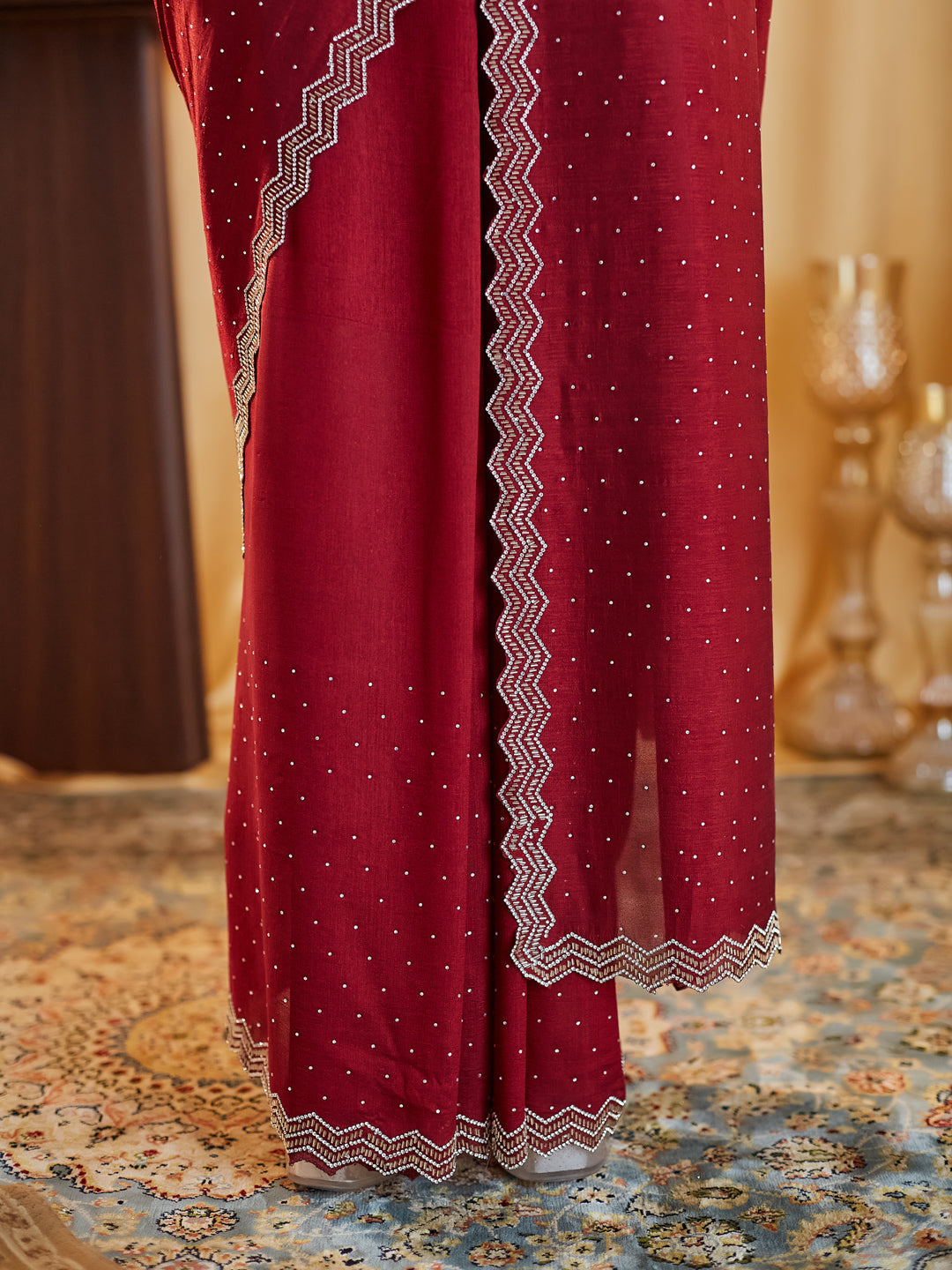 Dhiyona KS Women's Women Embellished Beads and Stones Saree