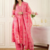 Dhiyona IE Floral Printed Thread Work Pure Cotton Kurta With Palazzos & Dupatta
