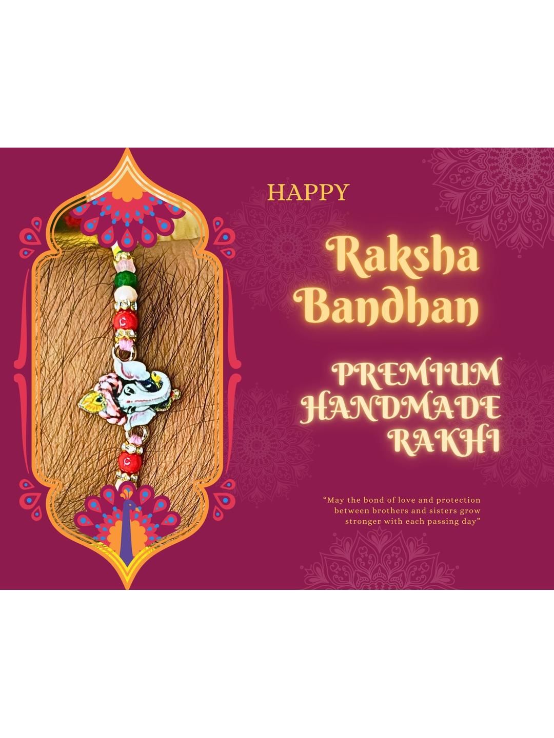 Anouk Set Of 12 Beaded Cotton Thread with AD Stones & Meenakari Designer Rakhi for Brother