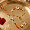 Dhiyona Set Of 2 Gold Toned Kundan Studded Bhaiya Bhabhi Rakhi