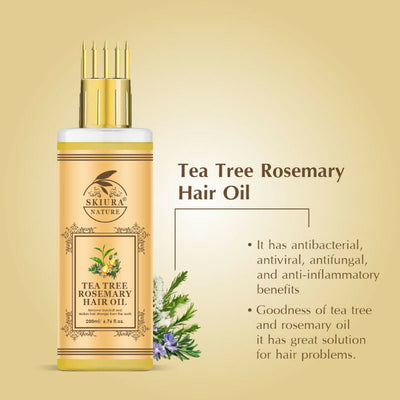 Skiura Nature Tea Tree Rosemary Hair Oil For Strong Healthy Hair And Dandruff Free