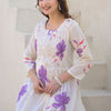 Dhiyona IE Floral Printed Round Neck Pleated Pure Cotton A-Line Kurta With Palazzos