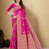 Dhiyona GR Women's Kocham Silk Hot Pink Silk Woven Saree