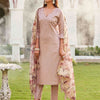 Dhiyona TI Women's Mauve Embroidery Kurta with Organza Dupatta
