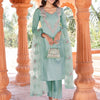 Dhiyona TI Women's Sea Green Embroidery Kurta with Trouser & Dupatta