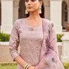 Dhiyona TI Women's Lavender Cotton Embroidery Kurta with Trouser & Dupatta
