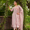 Indyancart TI Women's Mauve Embroidery Thread Work Alia Cut Kurta