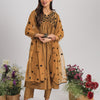 Indyancart TI Women's Mustard Embroidered Alia Cut Flared Kurta With Pant & Dupatta
