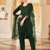 Dhiyona TI Women's Blend Tonal Thread Straight Cut Kurta with Pant and Dupatta