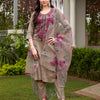 Dhiyona TI Women's Brown Embroidered Kurta and Pants with Dupatta