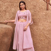 Dhiyona TI Women's Women Pink Georgette Embroidered Co Ord