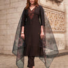 Dhiyona TI Women's Brown Kurta and Pant with Printed Dupatta