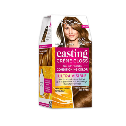 L'Oreal Paris Casting Creme Gloss Ultra Visible Conditioning Hair Color - 632 Light Golden Brown - Indyancart