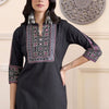 Indyancart IE Women Ethnic Motifs Embroidered Regular Thread Work Pure Cotton Kurta with Trousers & With Dupatta