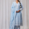 Indyancart IE Women Ethnic Motifs Embroidered Regular Thread Work Pure Cotton Kurta with Trousers & With Dupatta