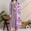Indyancart IE Women Floral Printed Empire Pure Cotton Kurta with Trousers & Dupatta