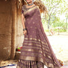 Women's Pure Silk Mauve Woven Design Designer Saree With Blouse Piece