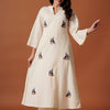 Dhiyona IE Embroidered Mandarin Collar Pure Cotton A-Line Top With Trousers