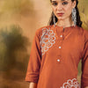 Indyancart SN Women's Floral Embroidered Cotton Kurta with Trousers
