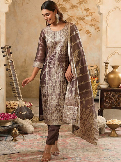 Women Regular Kurta with Trousers & With Dupatta