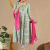 Indyancart IE Women Floral Printed Panelled Pure Cotton Kurta with Trousers & With Dupatta