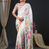 Women's Georgette Multicolored Digital Print Designer Saree With Blouse Piece