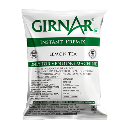 Girnar Instant Lemon Tea Premix in a 1kg vending pack, showing a vibrant lemon-flavored tea powder.