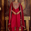 Indyancart IE Ethnic Floral Embroidered Zari Work Detail Regular Sleeves Round Neck Kurta Set