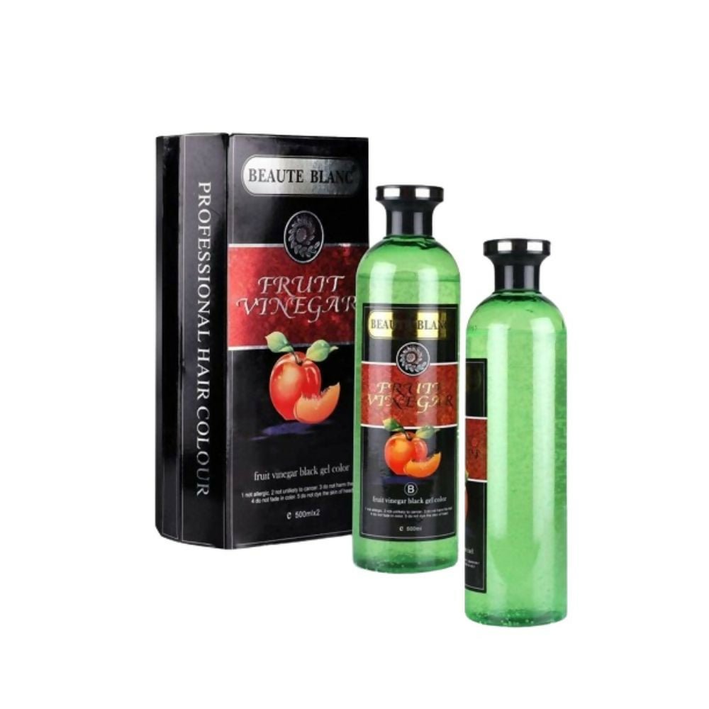 Generic Aravli Beaute Blanc Fruit Vinegar Gel Hair Color in natural black, showing the gel formula and packaging.