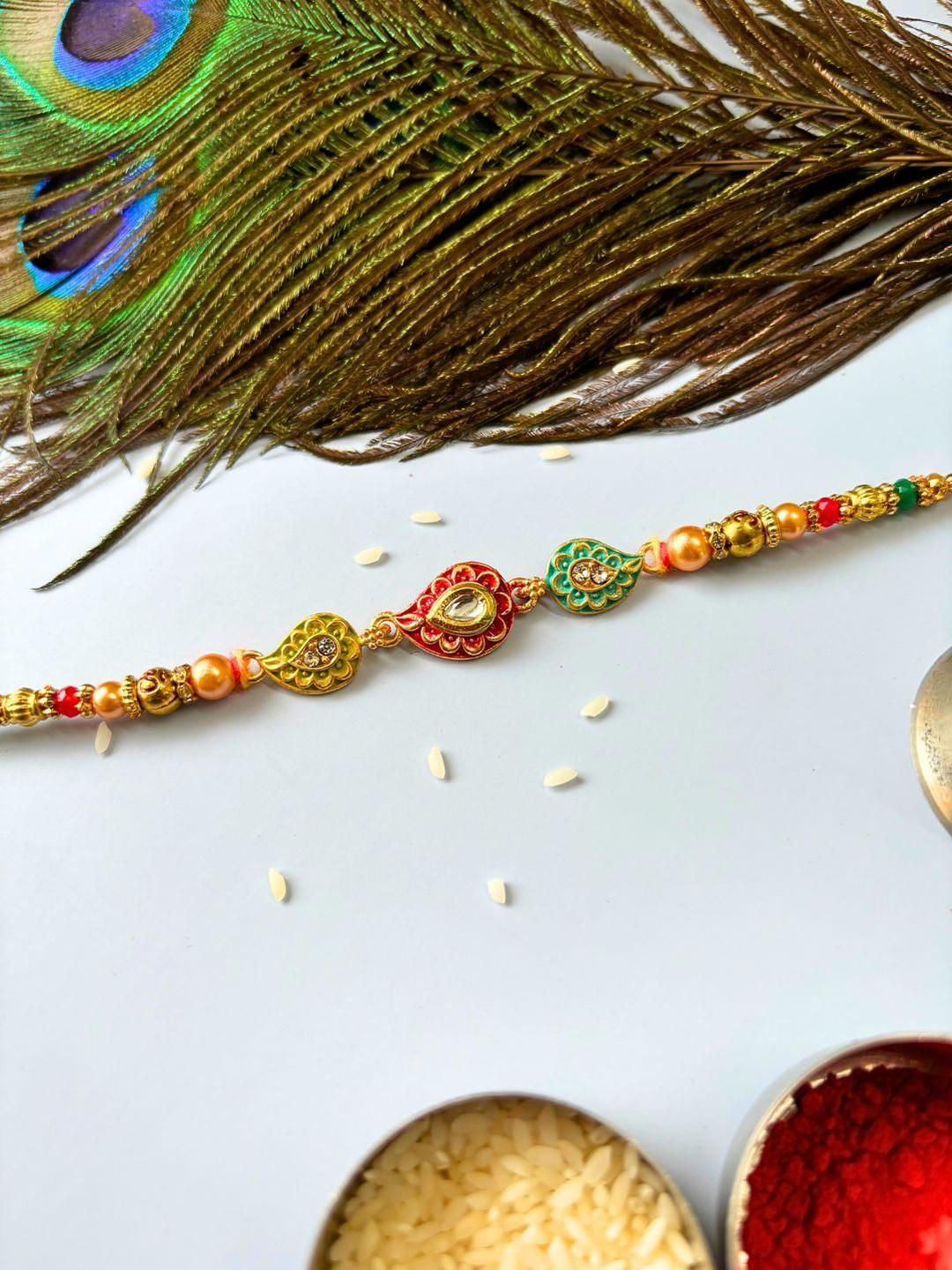 Anouk Unisex 4 Pieces Thread & Beaded Wraparound Rakhis