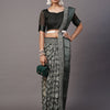 Women's Cotton Blend Sea Green Printed Designer Saree With Blouse Piece