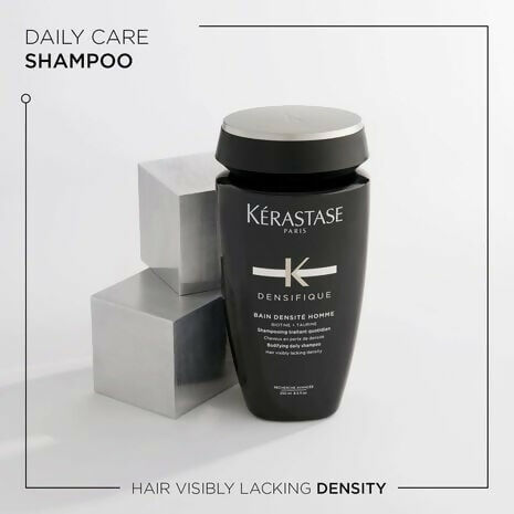 Kerastase Densifique Bain Densité Homme dry shampoo bottle with label, designed for thickening and volumizing men's hair.