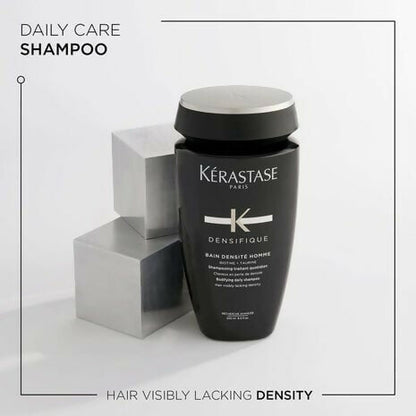Kerastase Densifique Bain Densité Homme dry shampoo bottle with label, designed for thickening and volumizing men's hair.