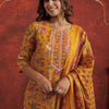 Dhiyona IE Women Ethnic Motifs Printed Regular Thread Work Kurta with Trousers & Dupatta