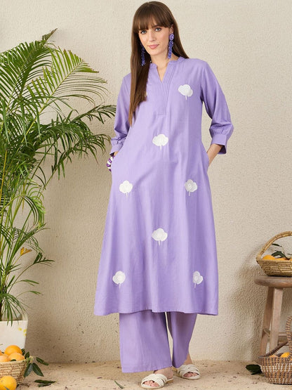 Women Floral Embroidered A-Line Kurta with Palazzos